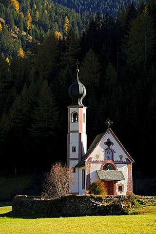 St. Johann church, Ranui, Valle di Funes valley, Dolomites, South Tyrol, Italy, Europe