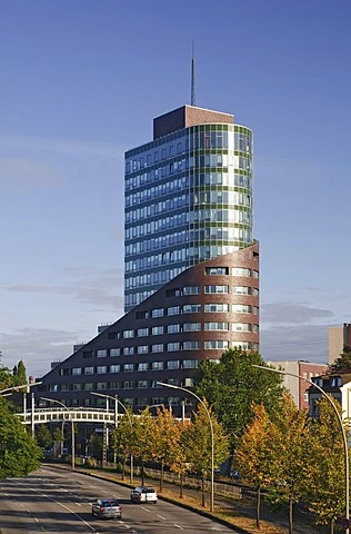 Modern office tower Channel, Channel Harburg, Harburg Hafen port district of Harburg, Hamburg, Germany, Europe