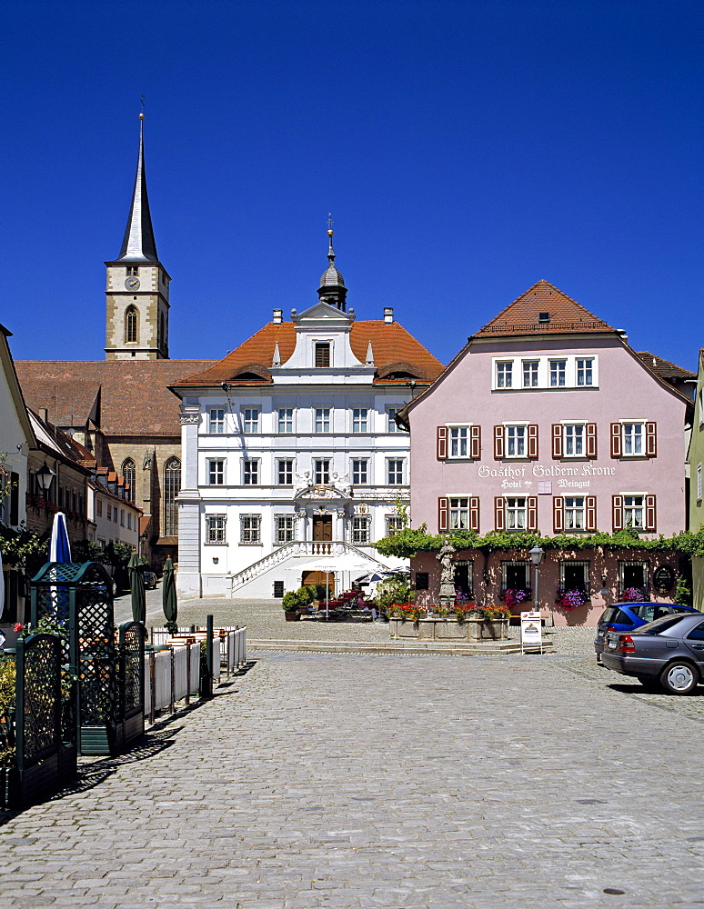 Marktplatz, market square, Iphofen, Lower Franconia, Bavaria, Germany, Europe