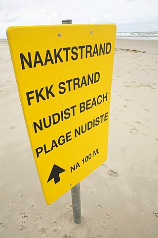 Sign for a nudist beach, Texel, Holland, Netherlands, Europe