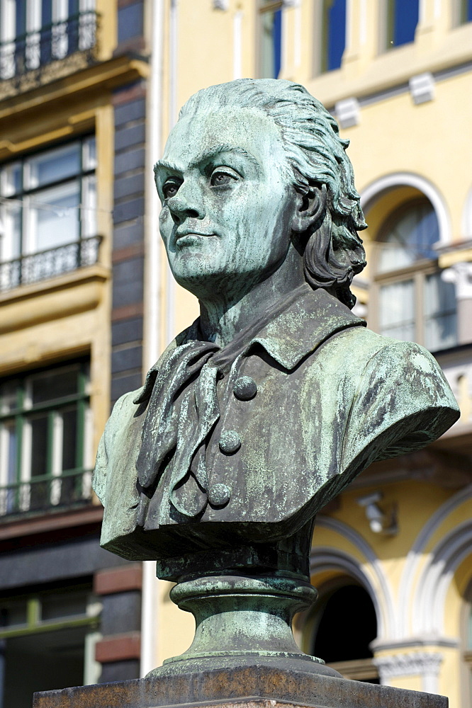 Johan Herman Wessel, 1742-1785, poet, memorial, Karl Johans gade, Oslo, Norway, Scandinavia, Europe