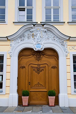 Koehlersches Weinhaus building, relief over Portal, Neumarkt square, historic town centre, Dresden, Saxony, Germany, Europe