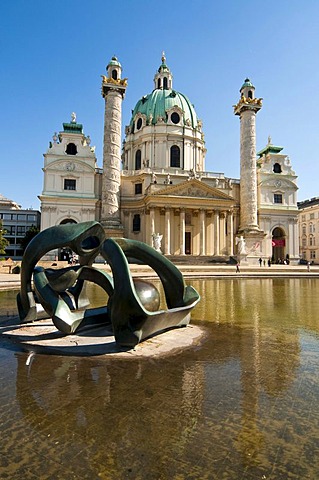 Sculpture by Henry Moore, "Hill Arches", Karlskirche church, Vienna, Austria, Europe