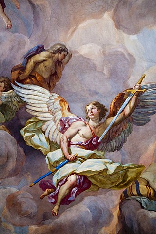 Detail of the cupola fresco by Johann Michael Rottmayr, Karlskirche church, Vienna, Austria, Europe