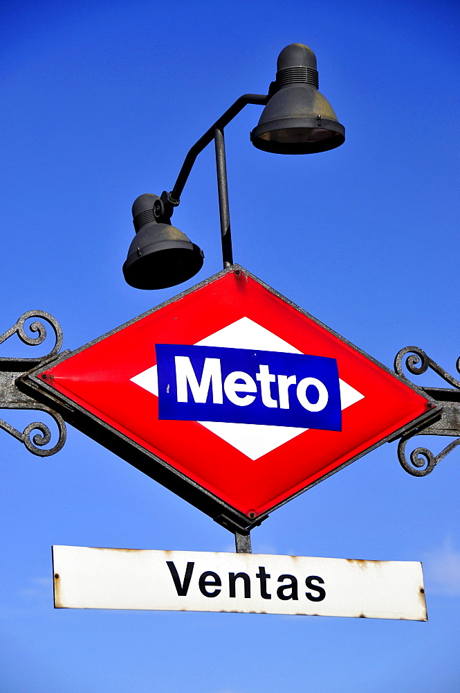 Sign at a metro station, Las Ventas Bullring, Madrid, Spain, Iberian Peninsula, Europe