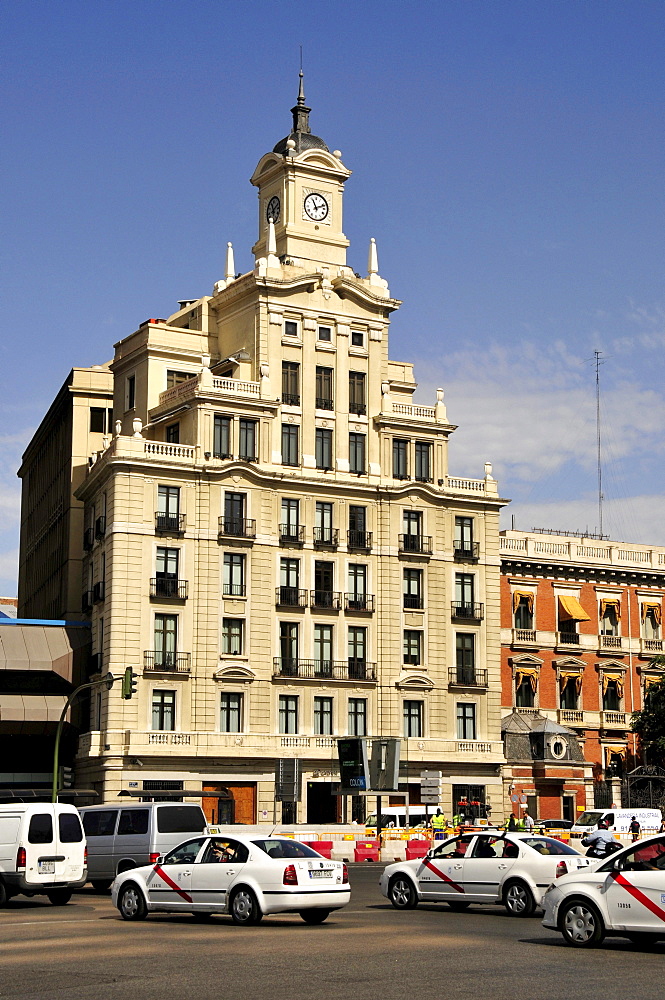 Old clock tower on the Plaza de Colon, Madrid, Spain, Iberian Peninsula, Europe