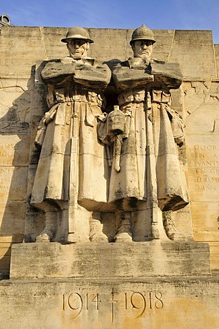 War memorial to the fallen of the 1st World War by British sculptor Charles Sargeant Jagger, 1885-1934, on Place Poelaert, Brussels, Belgium, Europe