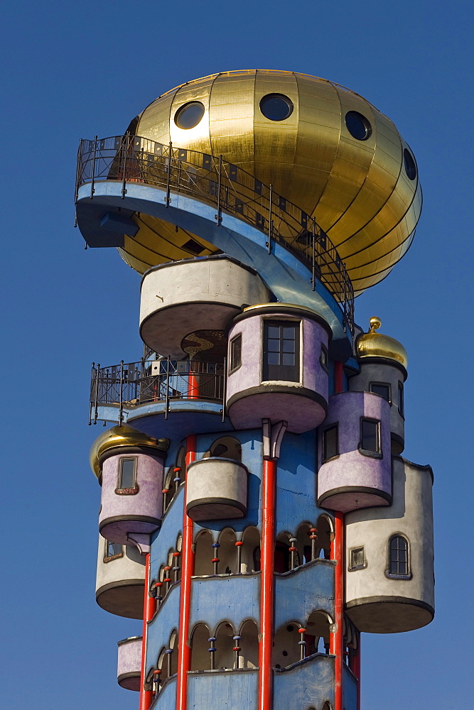 Hundertwasser tower of the Kuchelbauer Brewery, Abensberg, Lower Bavaria, Bavaria, Germany, Europe, PublicGround