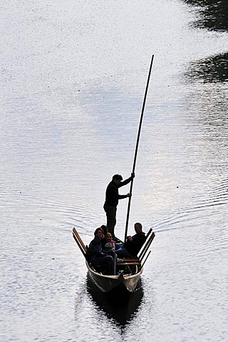 A punt on the Neckar river in Tuebingen, Baden-Wuerttemberg, Germany, Europe