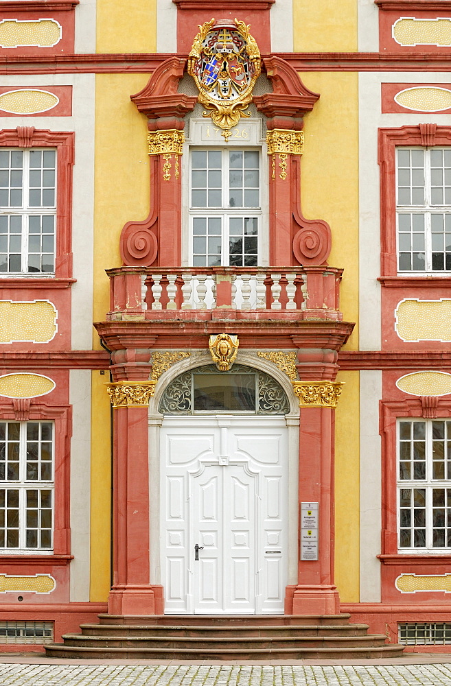 Entrance of a side building, now district court, Schloss Bruchsal Palace, prince-bishop's residence, Bruchsal, Baden-Wuerttemberg, Germany, Europe