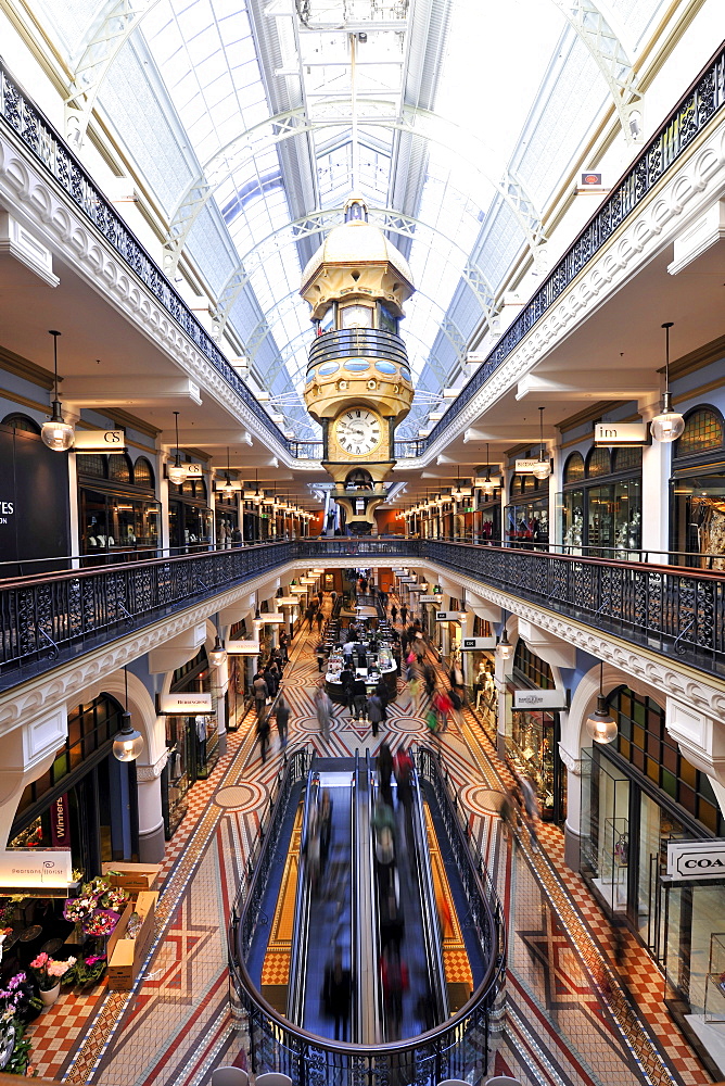 Royal Clock, arcades, boutiques, QVB, Queen Victoria Building, shopping centre, Sydney, New South Wales, Australia