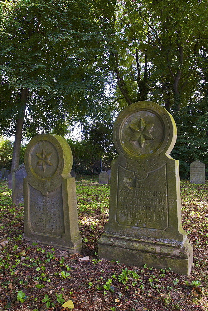 Gravestones in the Jewish cemetery in Bonn Schwarz-Rheindorf, North Rhine-Westphalia, Germany, Europe