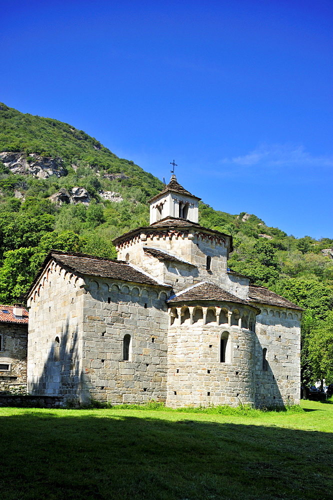 Romanesque Church of San Giovanni Battista, Montorfano, Lake Maggiore, Piedmont, Italy, Europe