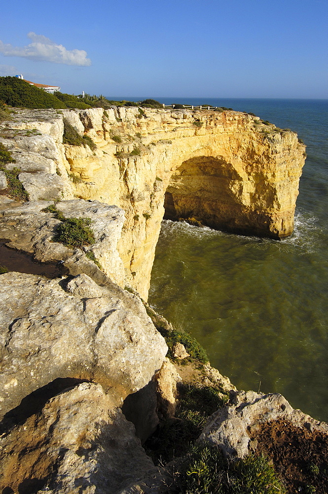 Cliffs at Praia Do Carvalho, Carvalho Beach, Carvoeiro, Lagoa, Algarve, Portugal, Europe