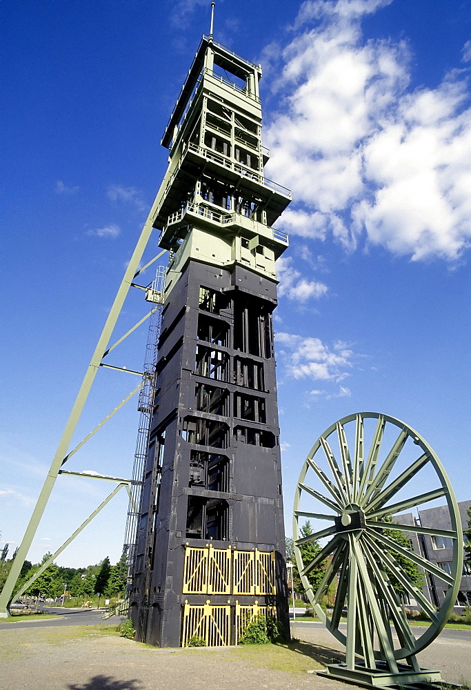 Erinturm tower, pit frame of the former Erin pit, Castrop-Rauxel, Ruhr area, North Rhine-Westphalia, Germany, Europe