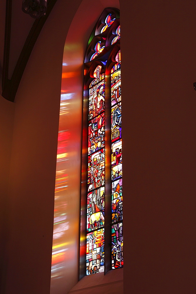 Stained glass windows, St. Nicholas Cathedral, Feldkirch, Vorarlberg, Austria, Europe