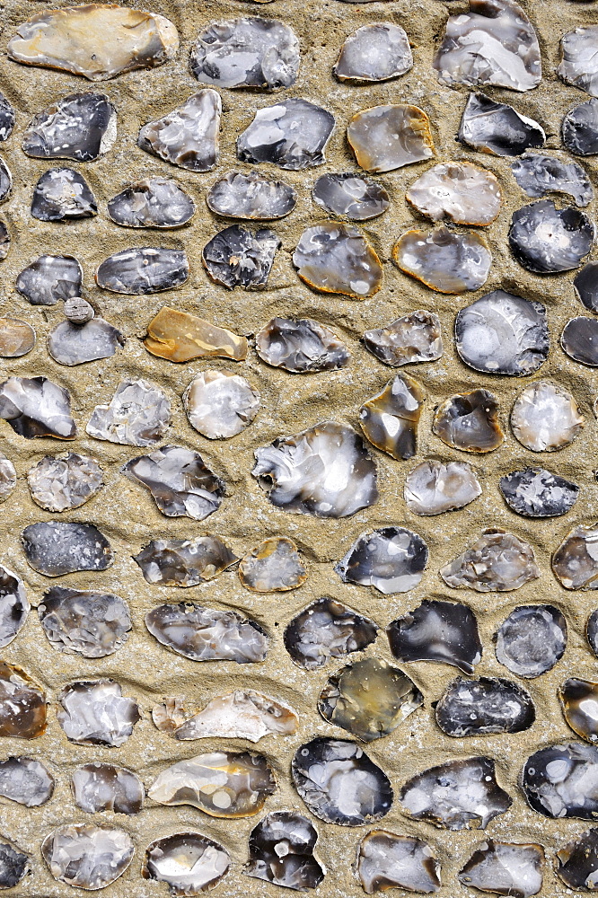 Flint as a building material for the traditional walls and facades in Southern England, England, UK, Europe