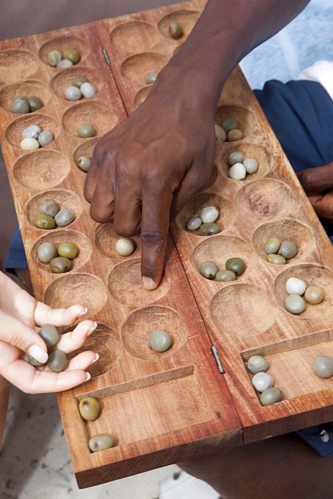 African board game, Zanzibar, Tanzania, Africa