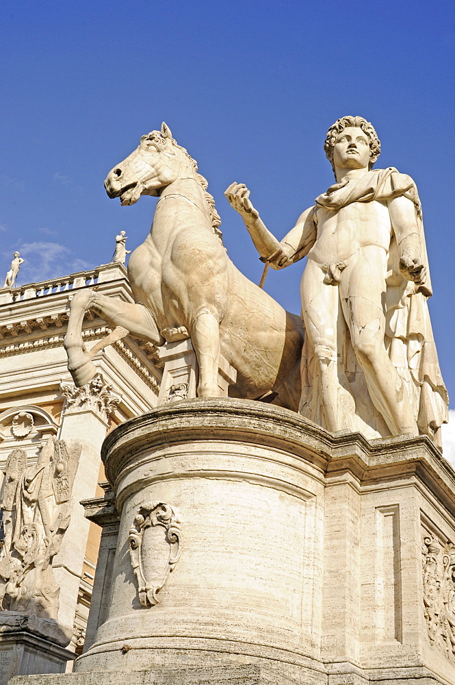 Piazza Campidoglio, Dioskouroi statue, Capitoline Hill, Rome, Lazio, Italy, Europe