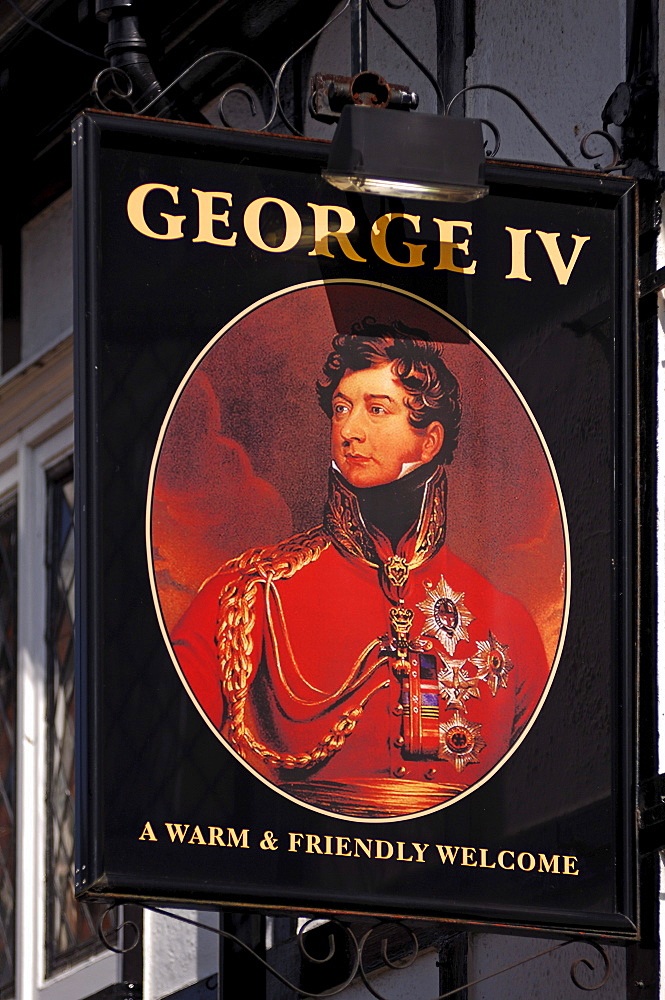 Pub sign "George IV", Bore Street, Lichfield, Staffordshire, England, United Kingdom, Europe