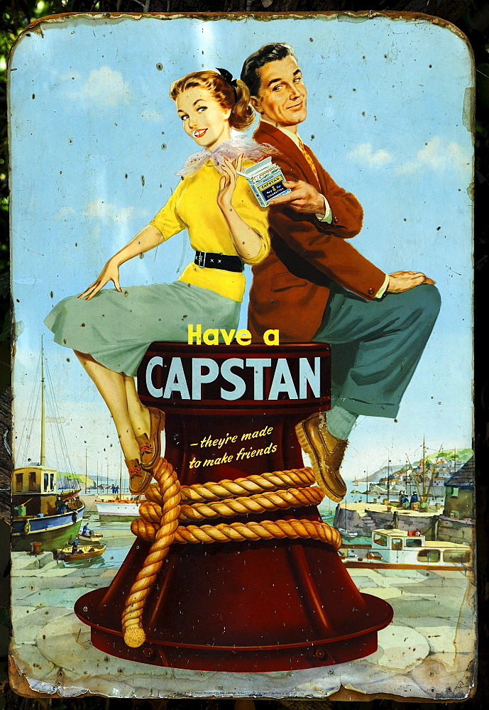 Old advertising sign for "Capstan cigarettes, around 1950, Armscote, Warwickshire, England, United Kingdom, Europe