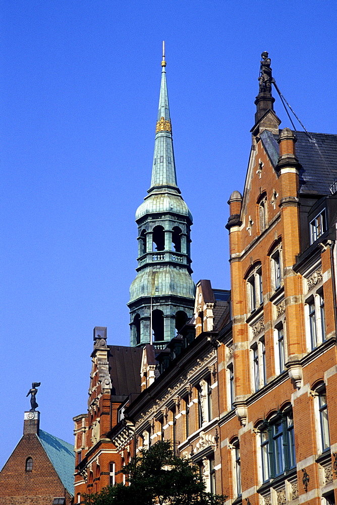 St. Catherine's Church beside the Zippelhaus building, Hanseatic City of Hamburg, Germany, Europe