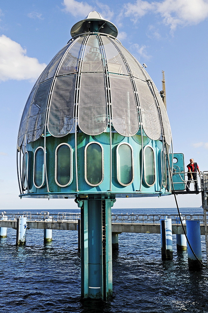 Diving bell at the pier in the Baltic resort Sellin, Ruegen Island, Mecklenburg-Western Pomerania, Germany, Europe