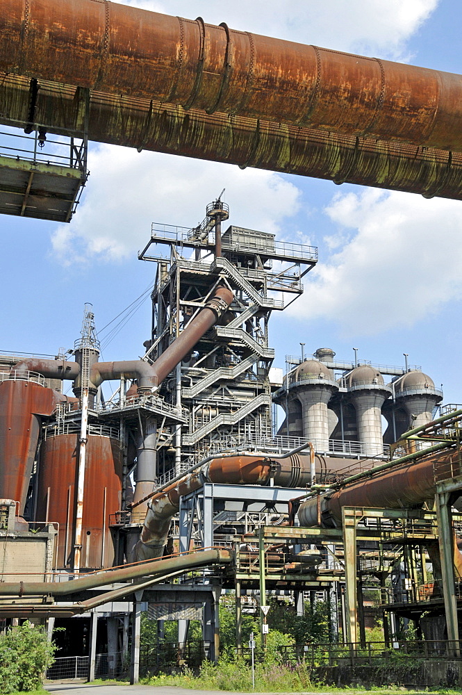 Blast furnace in the Landschaftspark Duisburg-Nord landscape park, a former Thyssen blast furnace plant in Meiderich, Duisburg, North Rhine-Westphalia, Germany, Europe