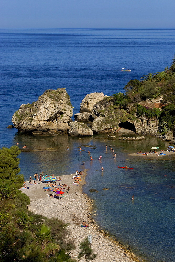 Bay, swimming paradise, Isole Bella, Taormina, province of Messina, Sicily, Italy, Europe