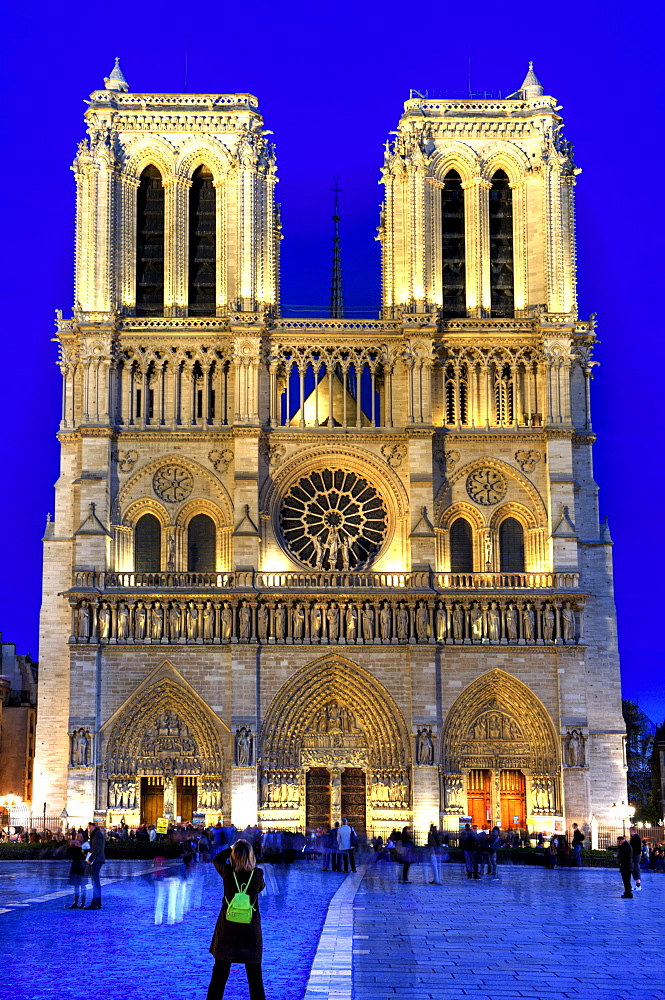 Notre Dame de Paris at night, France, Europe