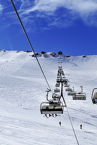 Ski run and Fernau Bahn chairlift at the Stubai glacier, Tyrol, Austria, Europe