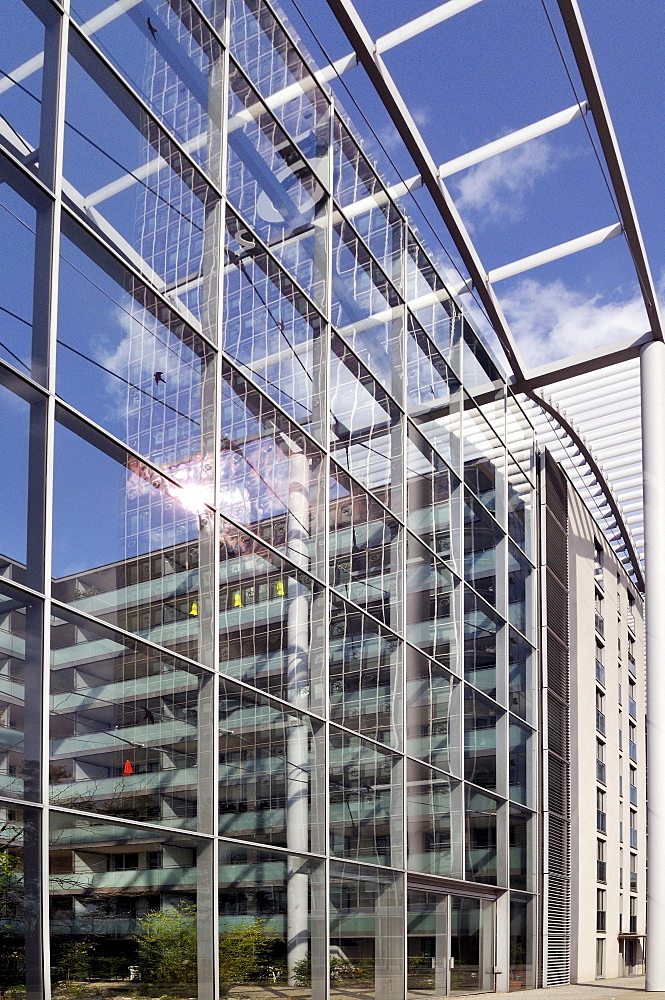 Modern high-rise office complex, skyscraper Uptown Munich, second-tallest building in Munich, Georg-Brauchle-Ring, Munich, Bavaria, Germany, Europe