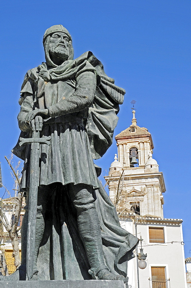 Monument, warrior, Moros, Cristianos, Moors, Christians, Plaza del Arco, square, Caravaca de la Cruz, sacred city, Murcia, Spain, Europe