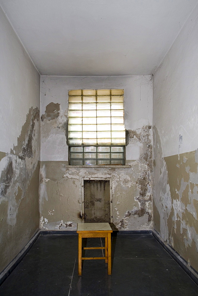 Prison cell with stool, Berlin-Hohenschoenhausen memorial, former prison of the GDR's secret service, Berlin, Germany, Europe