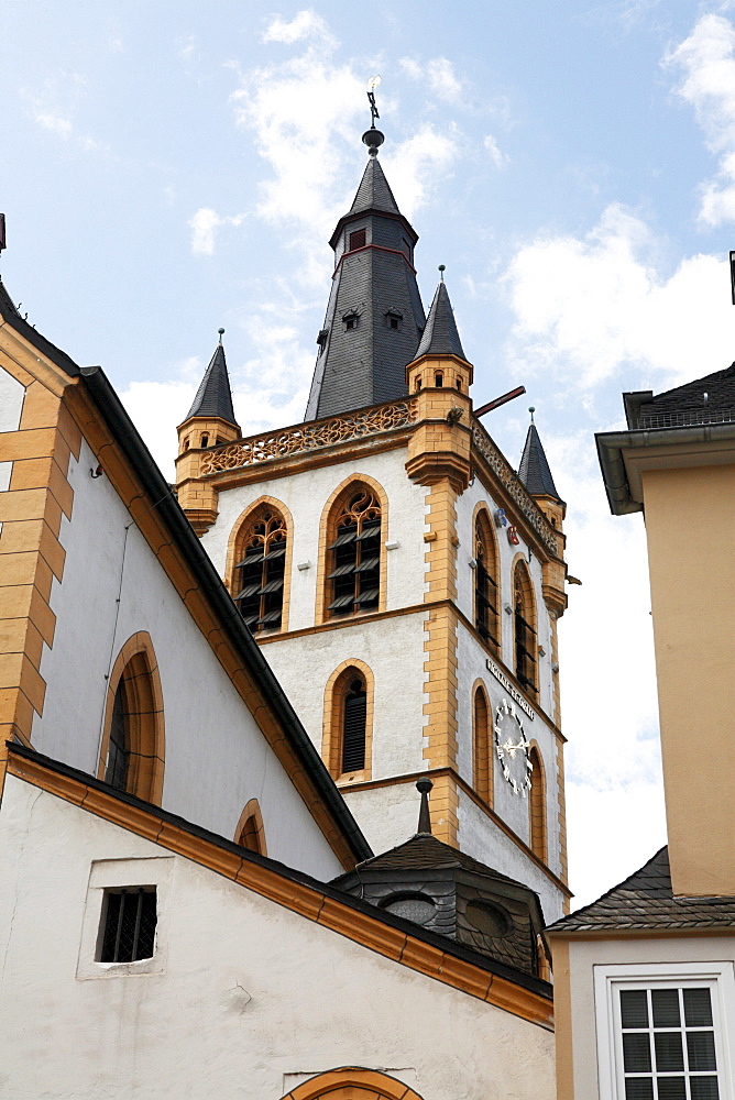 View of the Church of St. Gangolf at the main market in Trier, Rhineland-Palatinate, Germany, Europe