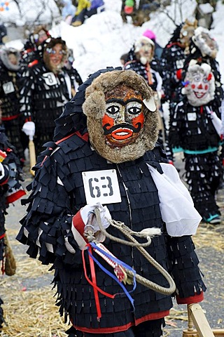 Urzeln characters of the Saxons of Transylvania, carnival parade, Muensing, Upper Bavaria, Germany, Europe