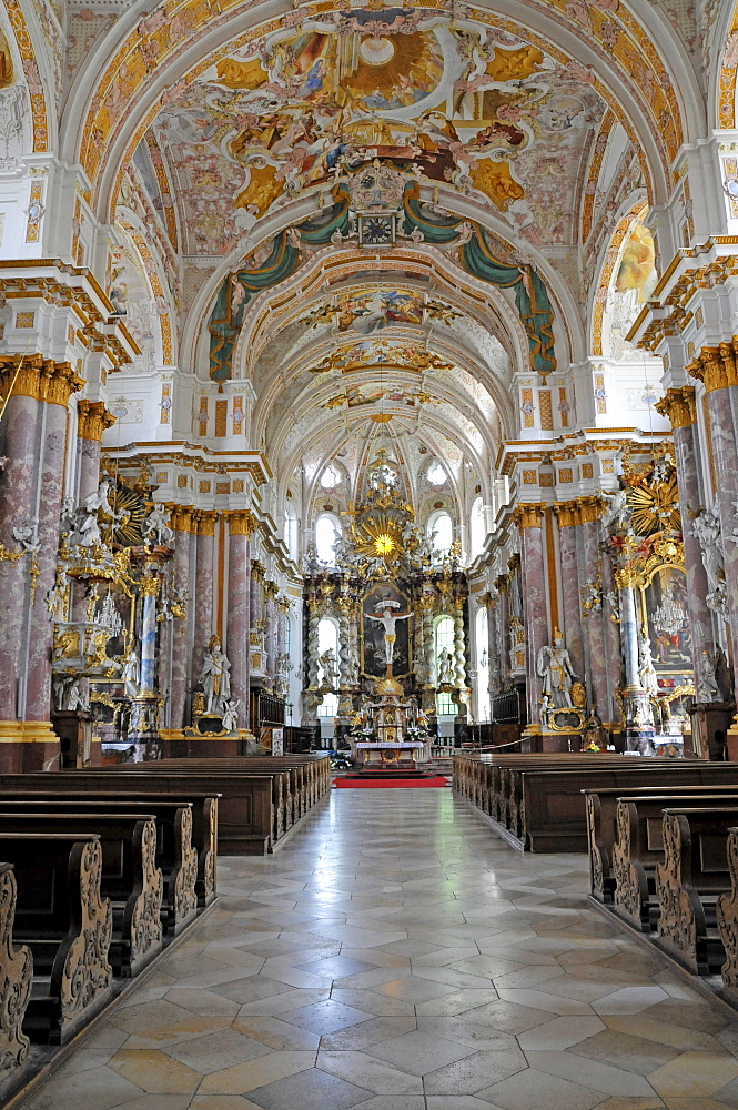 Interior view, Kloster Fuerstenfeld monastery, Fuerstenfeldbruck, Bavaria, Germany, Europe