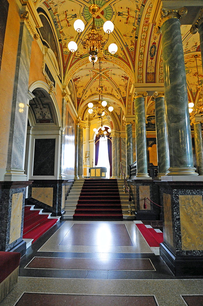 Interior architecture, Semperoper opera house, Dresden, Saxony, Germany, Europe