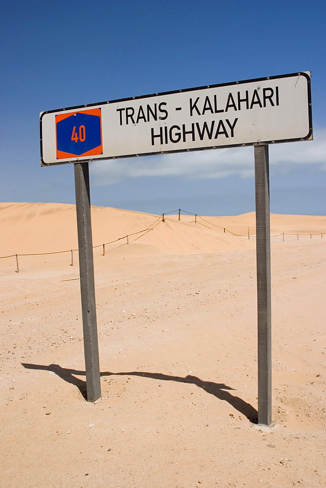 Trans-Kalahari highway, road sign, Botswana, Africa