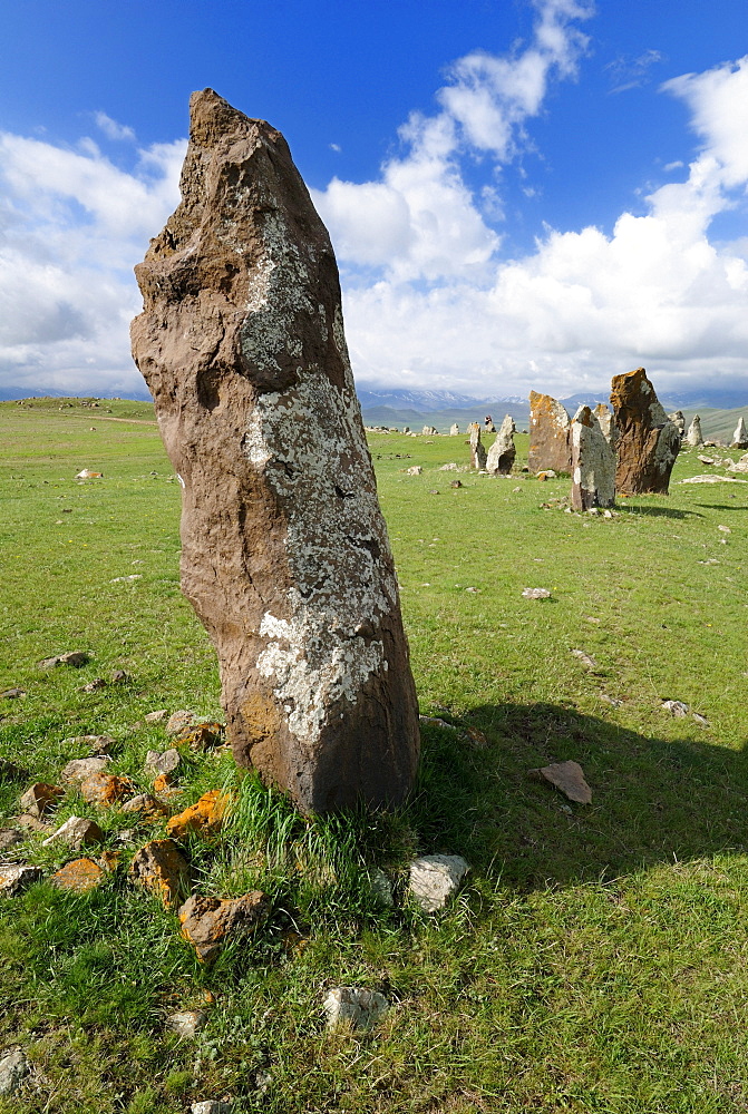 Zorats Karer, 6000 B.C. stoneage observatory, menhir of Karahunj, Cara Hunge, Armenia, Asia