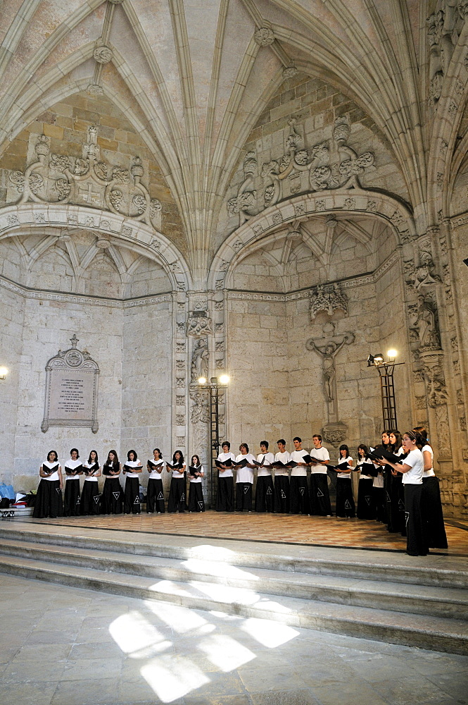 Choir in the Hieronymites Monastery, Mosteiro dos Jeronimos, UNESCO World Heritage Site, Manueline style, Portuguese late-Gothic, Belem, Lisbon, Portugal, Europe