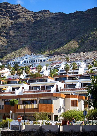 Housing area, holiday homes in Puerto de Santiago, Tenerife, Spain