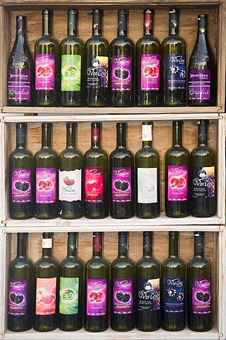 Fruit wine bottles, Sirince, Kusadasi, Turkey