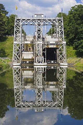 Canal du Centre, Boat Lift number 3, Unesco World Heritage Site, Bracquegnies, Hainaut Province, Belgium