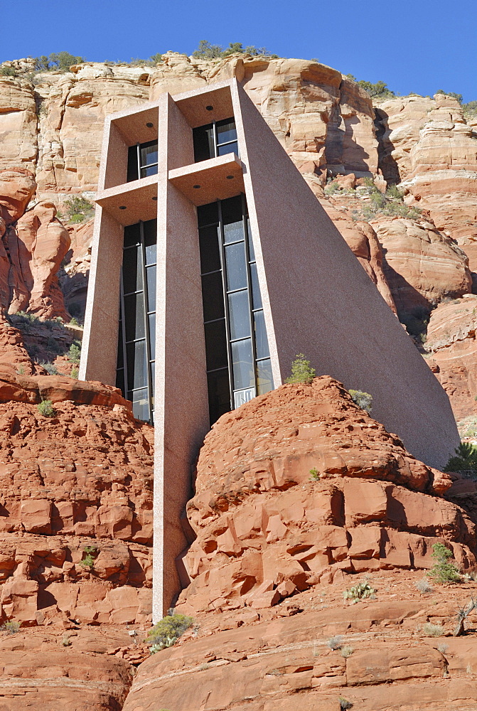 Chapel of the Holy Cross, modern rock church from the '50s, Sedona, Arizona, USA