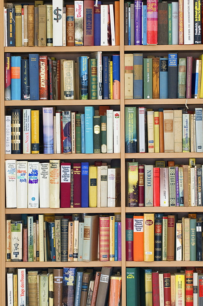 Full bookcase, second hand bookshop, fiction