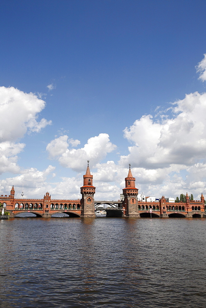 Oberbaumbruecke bridge across the Spree river in Berlin, Germany, Europe