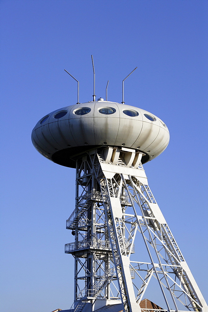 Luentec Tower, Colani-egg on a shaft tower in the Technologiezentrum technology center Luenen-Brambauer, North Rhine-Westphalia, Germany, Europe