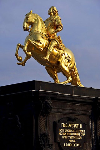 Goldener Reiter, golden rider, equestrian statue of Augustus II the Strong of Saxony, Dresden, Free State of Saxony, Germany, Europe