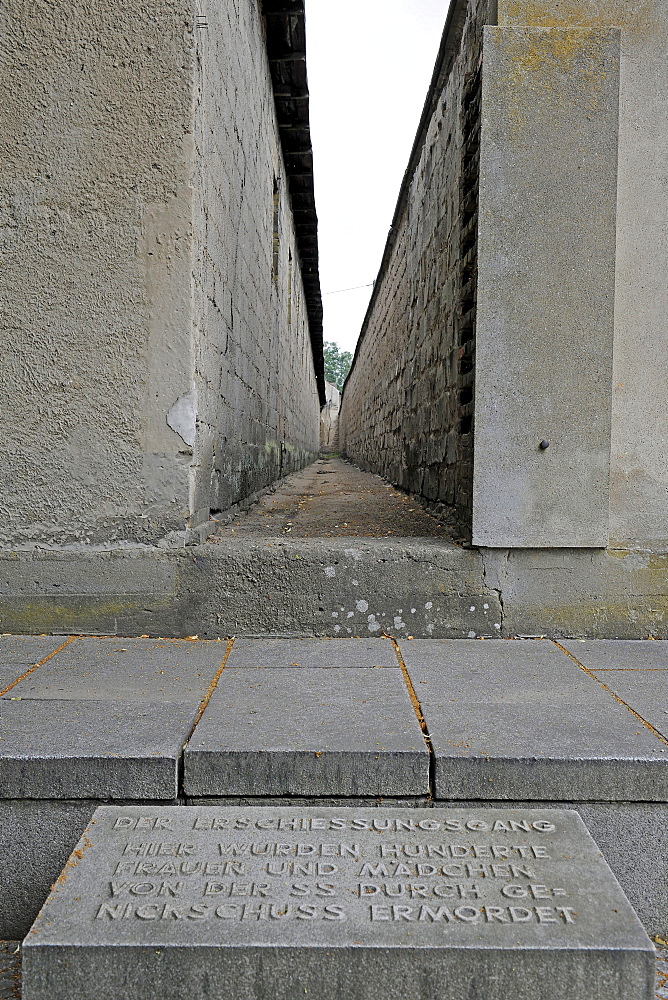 Shooting corridor in the women's concentration camp Ravensbrueck, Brandenburg, Germany, Europe
